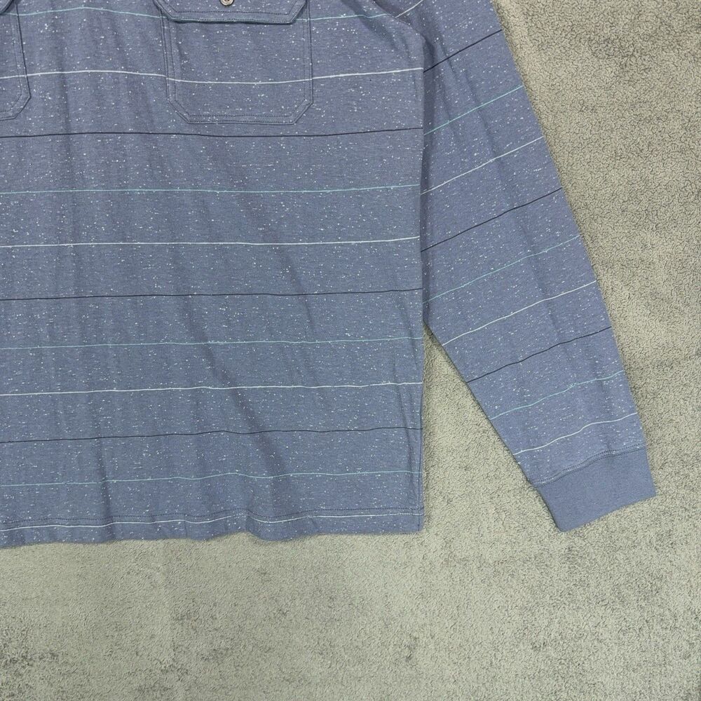 Levi's Men's Size L Long Sleeve Polo Shirt Blue Striped Speckled Knit 2 Pocket - Picture 4 of 7